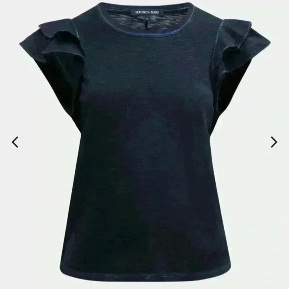 Veronica Beard Akeela Ruffle Sleeve Tee - Size L - Picture 1 of 4